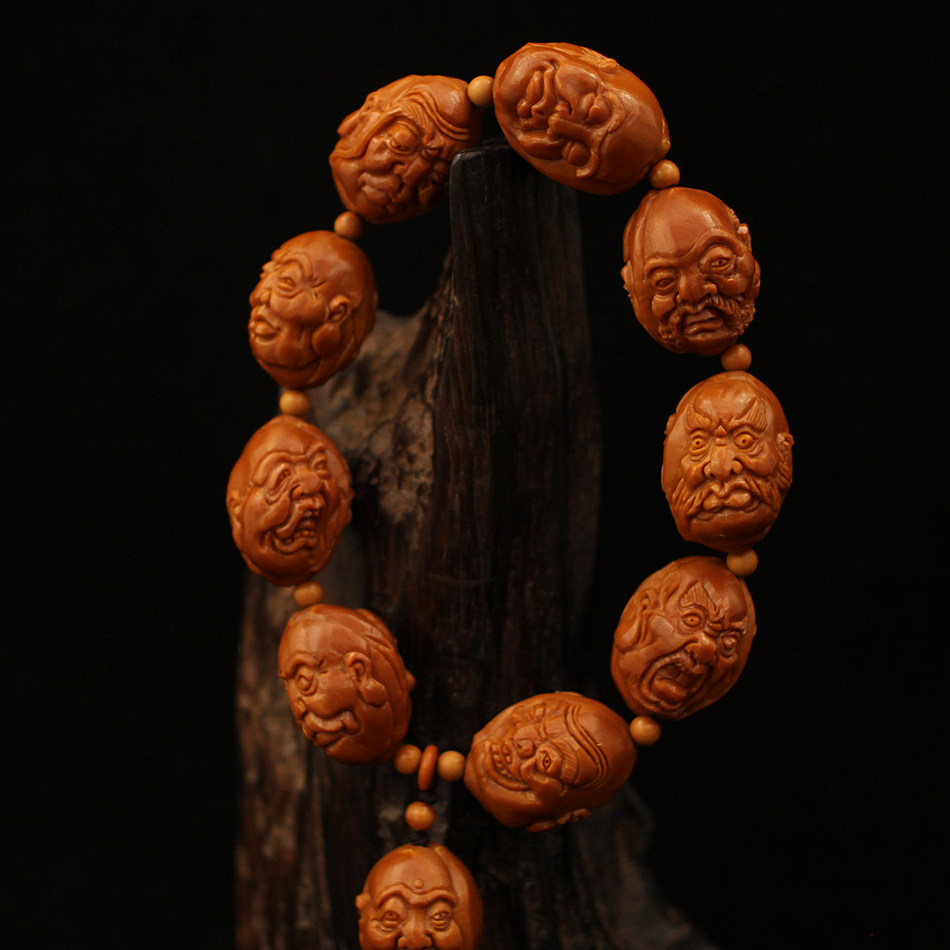 【十八罗汉】杨晓明工作室杨氏橄榄核桃雕刻手串文玩送礼包邮