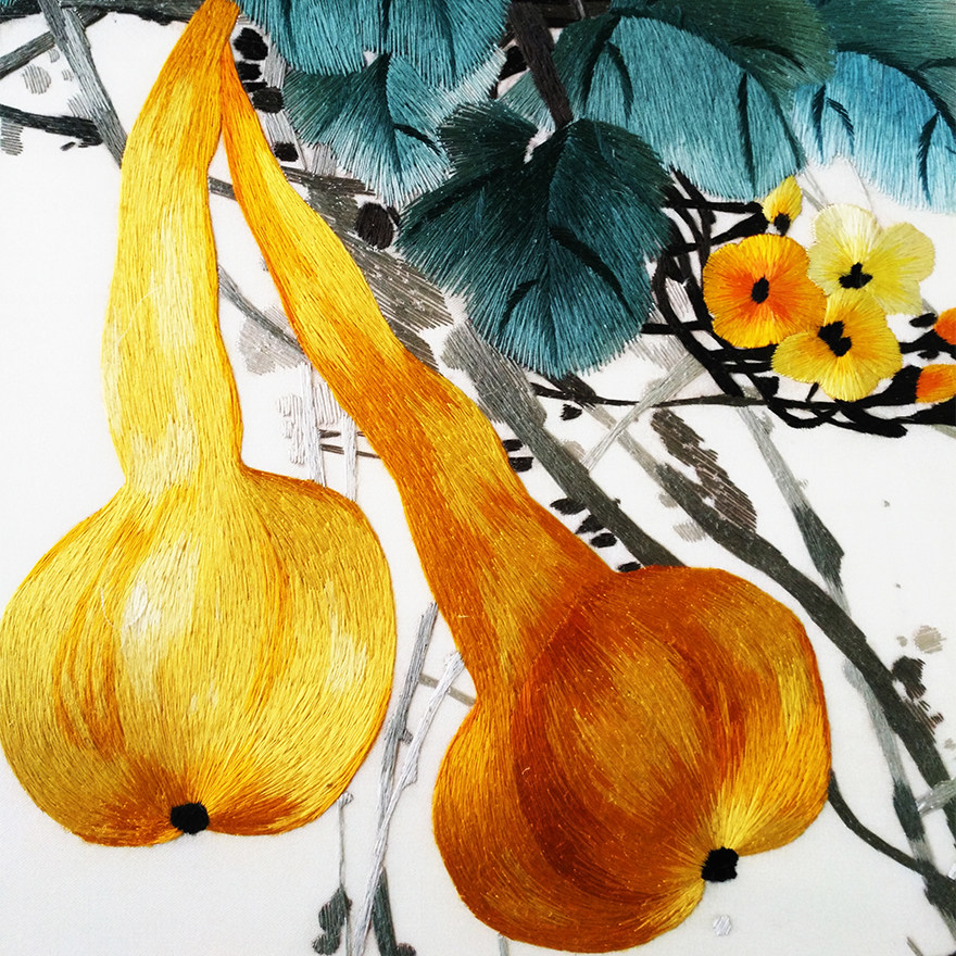 钱菊凤大师苏州手工苏绣成品刺绣装饰画礼品《宝葫芦》