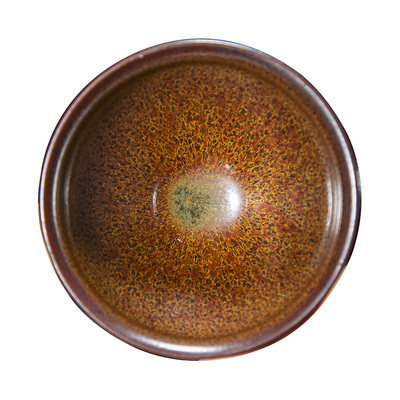 孤品 叶礼孝手工【柴烧曜红斑点束口盏53号】9.5cm 建阳建盏