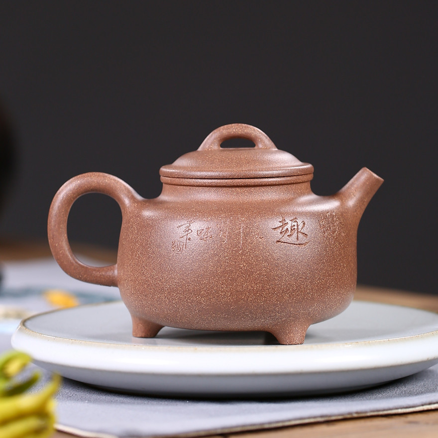 保真宜兴紫砂壶【三足鼎】老味十足 宜兴紫砂名家 纯手工附持壶照