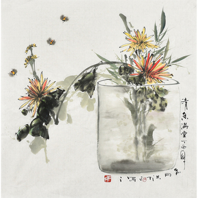 结束02月07日 23:551次出价【字画闪拍】谭海泉对联《花开红杏酣春色