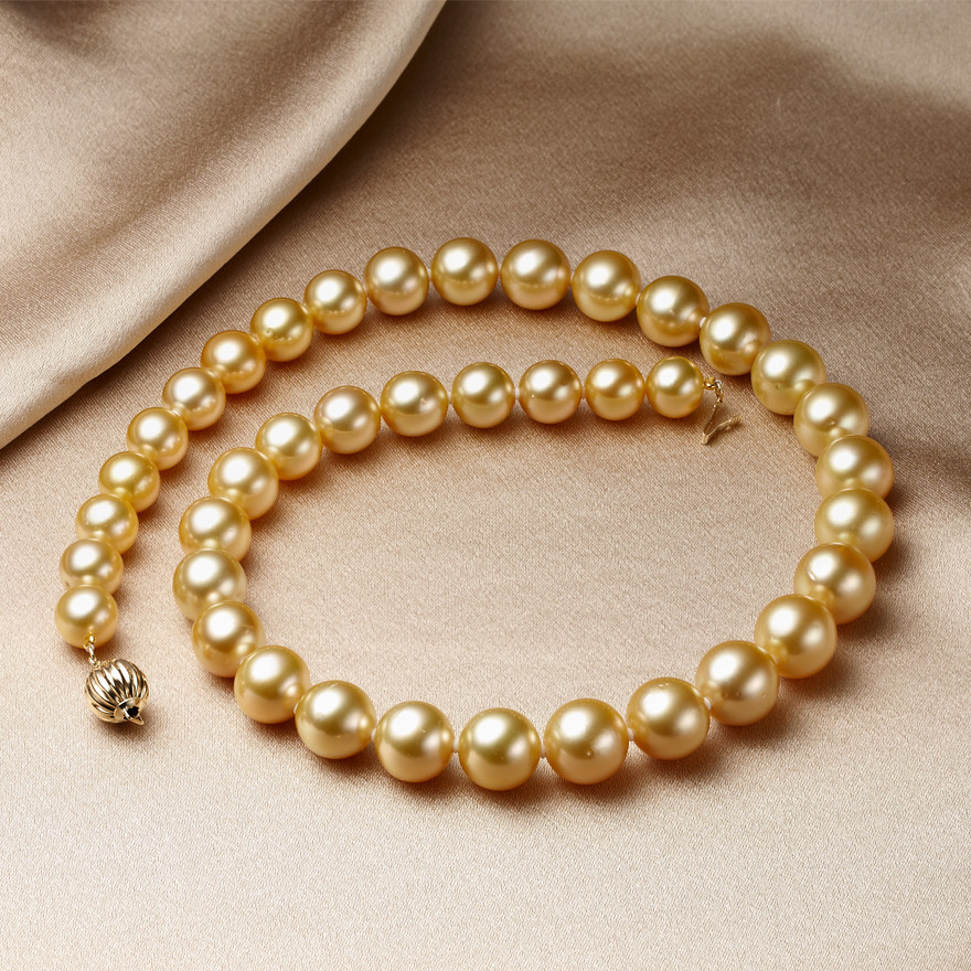 【南洋金珠】直径9-12mm 14k金海水珍珠项链大溪地惊喜礼物