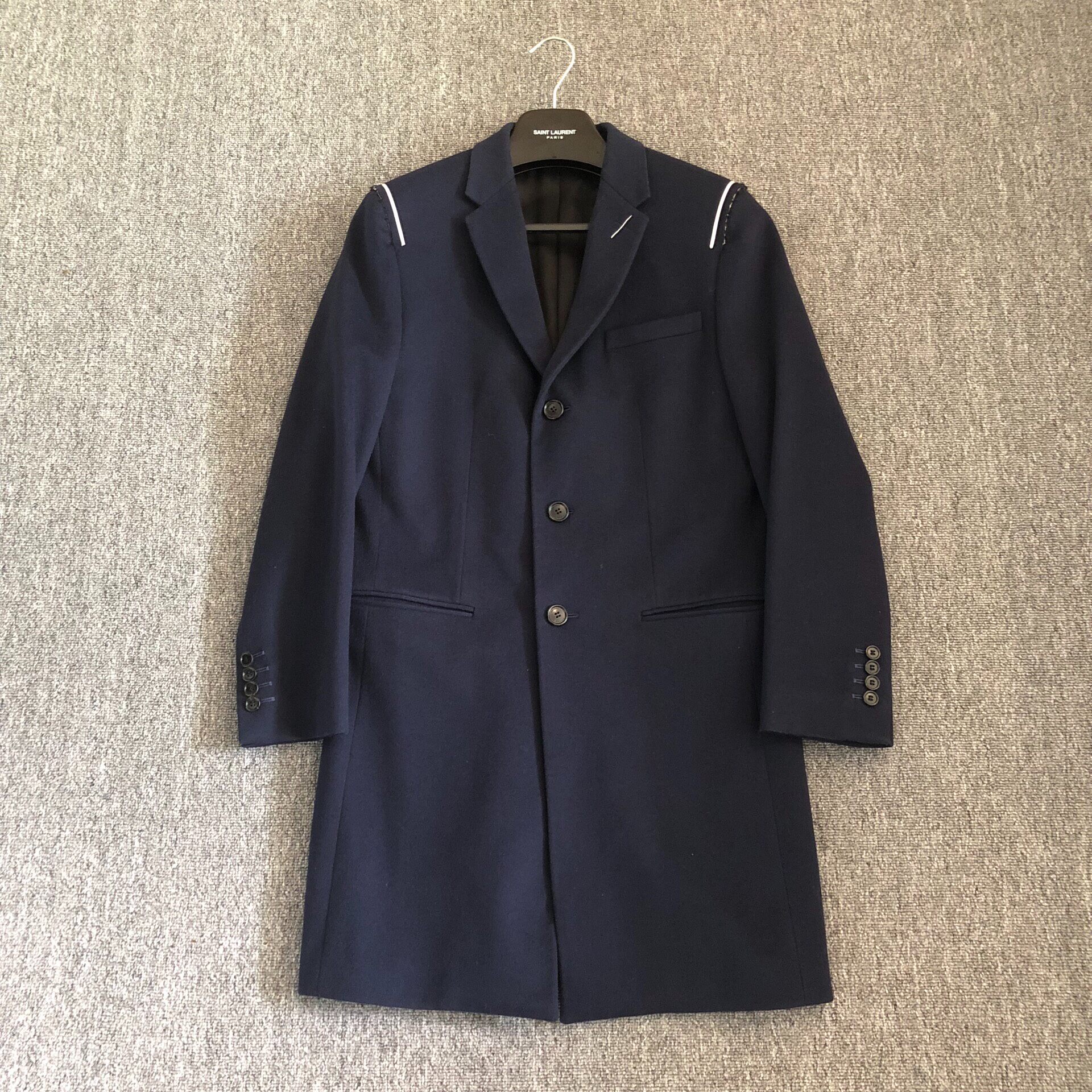 Dior Homme 18FW Blue Wool Coat