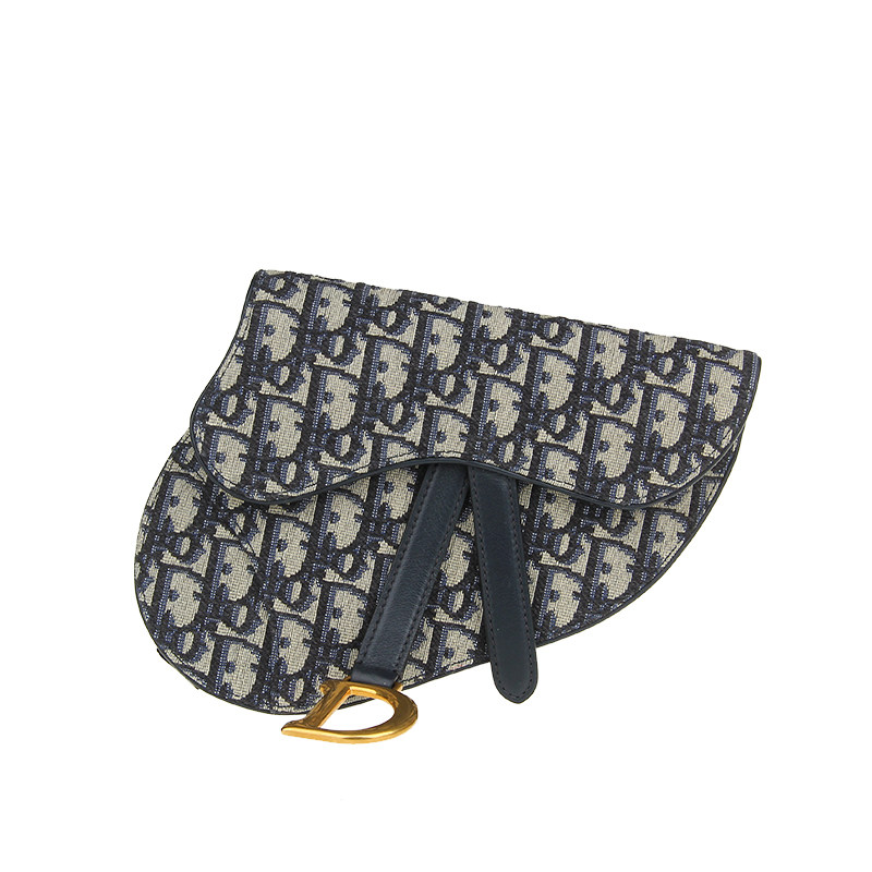 [99元起拍][9.8新]迪奥灰色帆布女士马鞍腰包