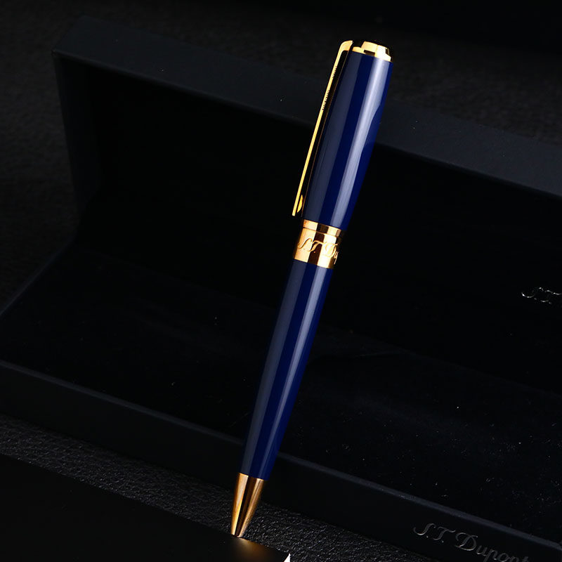3折即刻拍99新dupont都彭圆珠笔间金蓝色漆面签字笔送礼佳品实拍