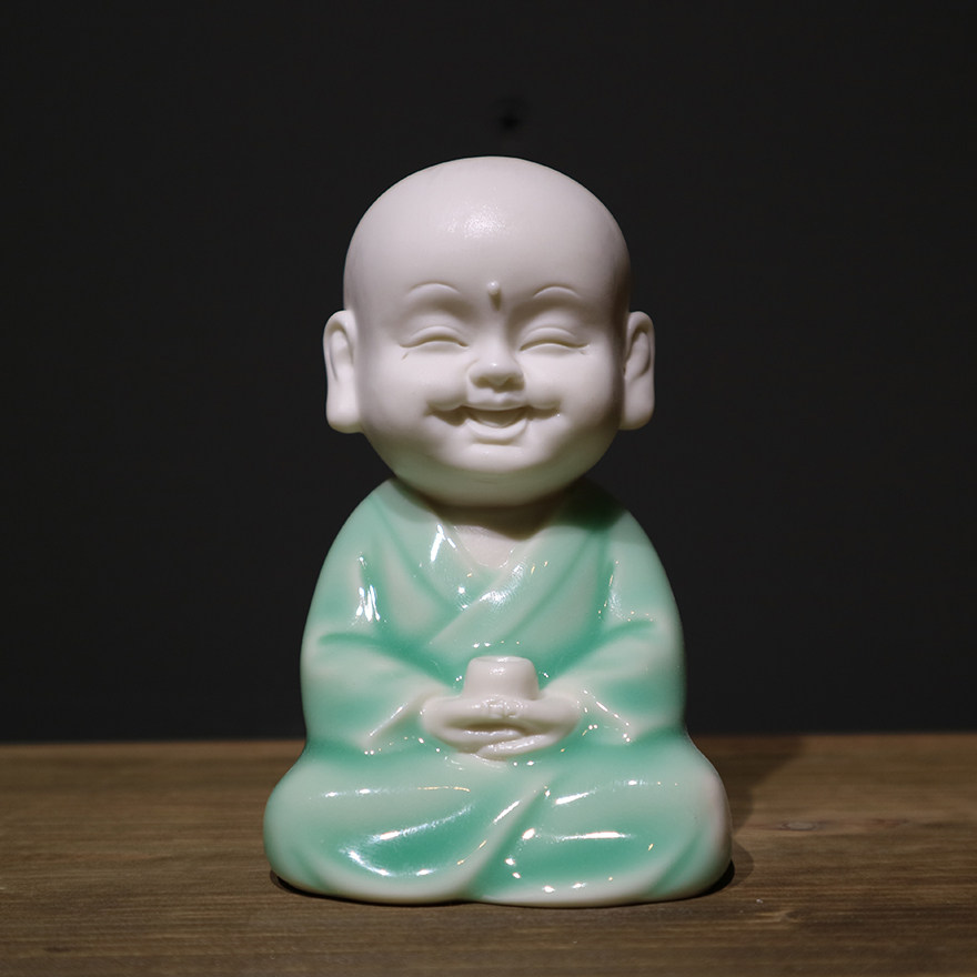 静坐开心一组 白瓷人物禅意摆件礼品家居装饰工艺品艺术衍生品