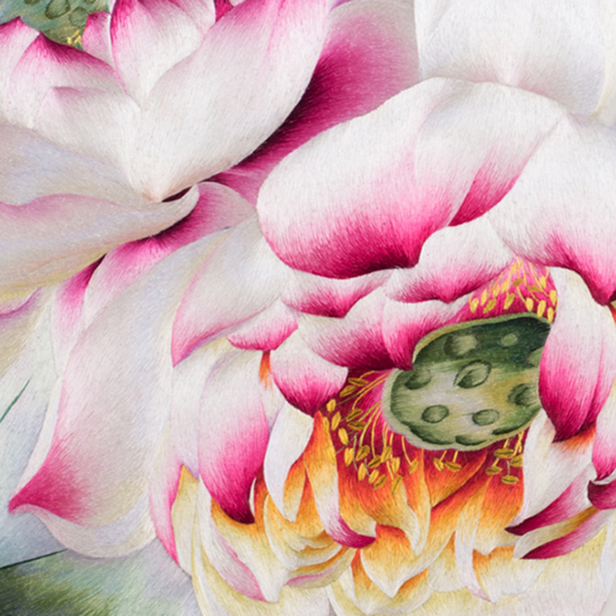 大师精品《莲花》手工刺绣