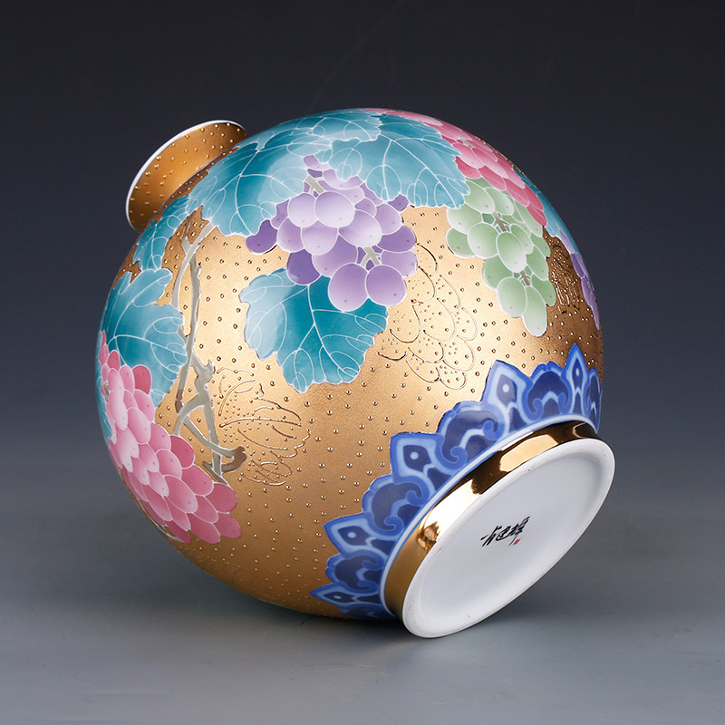湖南省工艺美术大师 肖建辉作品 硕果累累 花瓶