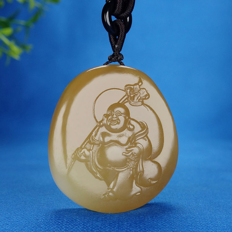 省级大师王保东 和田玉糖玉弥勒佛牌子挂件玉石吊坠男女款22.77g