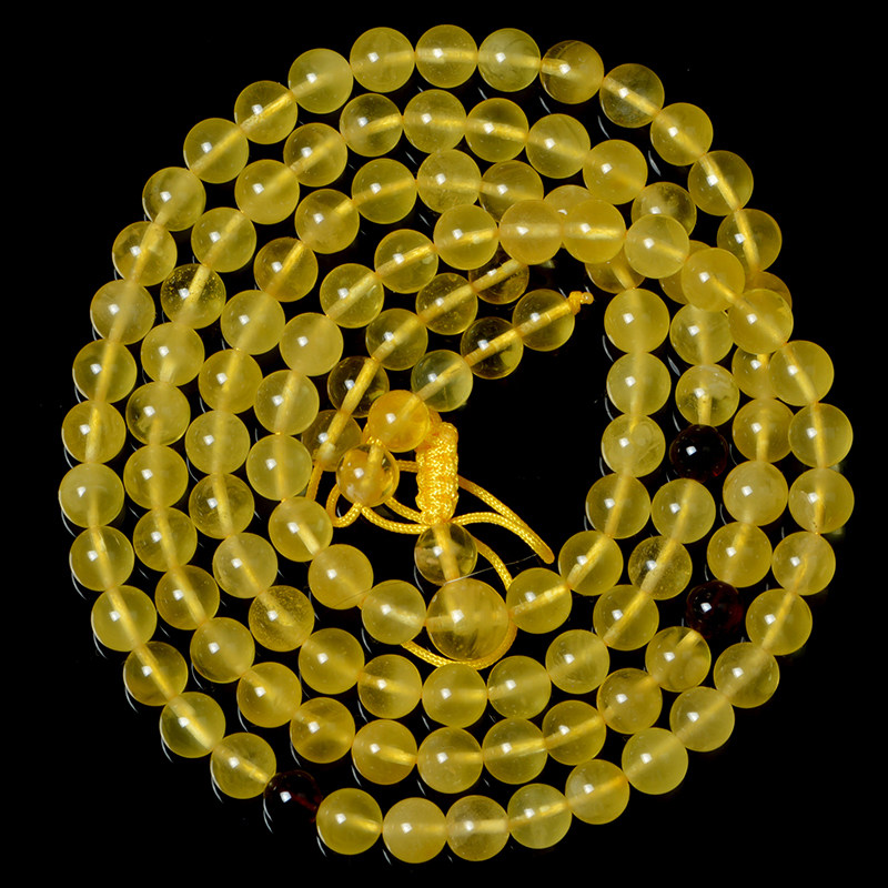 【直播拍】17.59g 6 mm俄料金绞蜜圆珠108佛珠项链手链【强荧光】