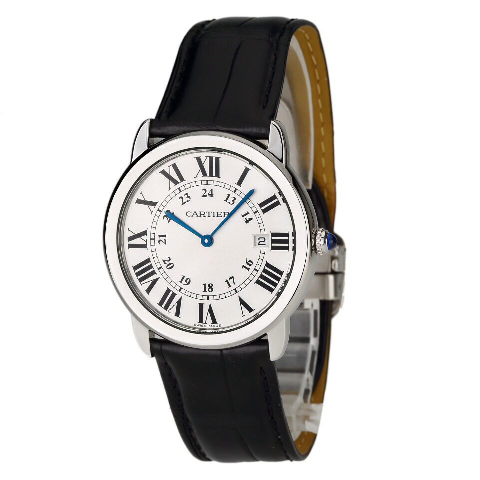 [9.5新]卡地亚ronde de cartier系列精钢石英中性表w6700255