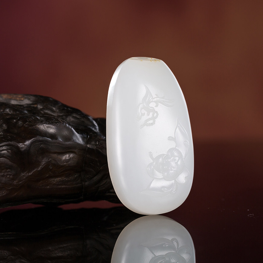 省级玉雕大师任翀作品新疆和田玉籽料喜事连连挂件20克男女吊坠g6