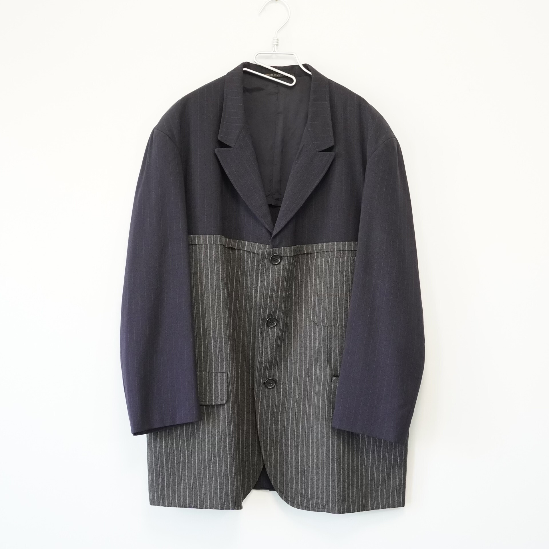 Yohji Yamamoto 94SS Spliced Stripe Wool Jacket
