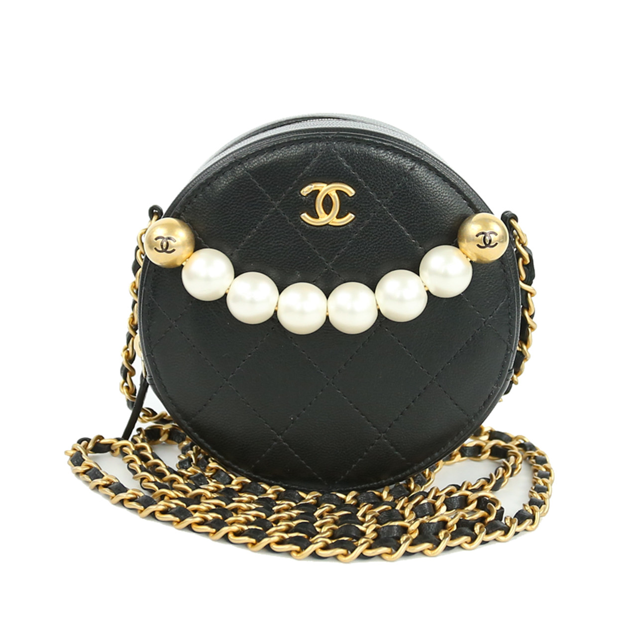 [9.5新]香奈儿chanel女士黑色单肩斜挎圆饼包dy625参考14500