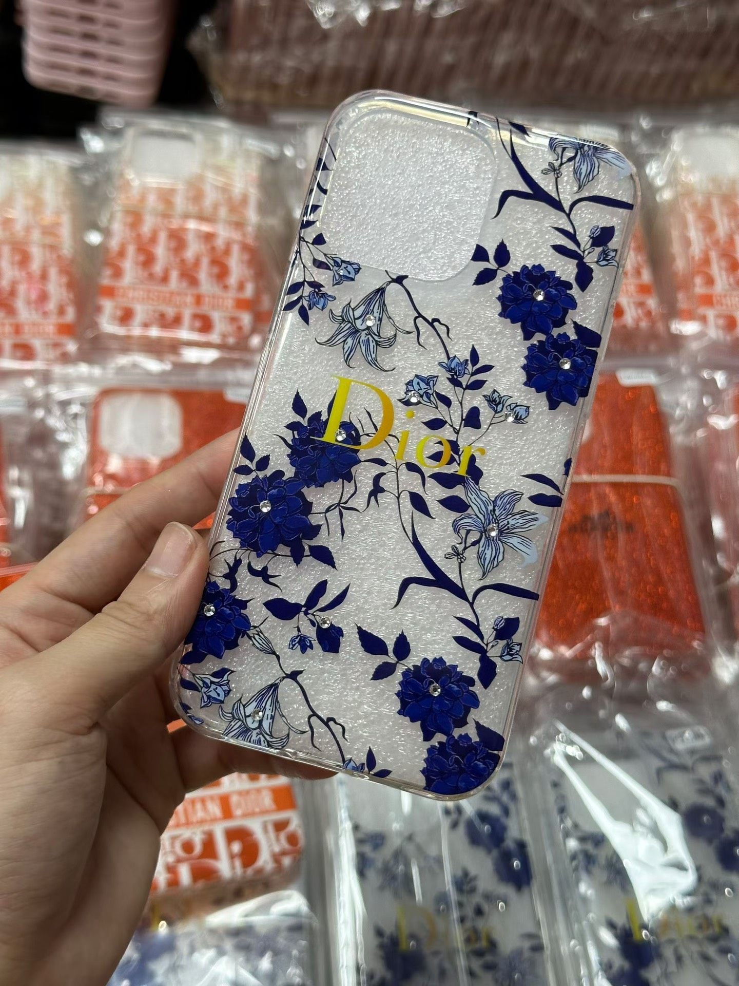 实拍全新 轻奢爱马仕橙 闪粉贝壳纹D家手机壳