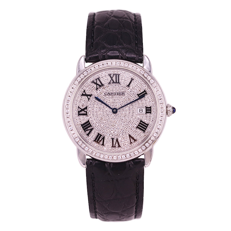 [国检认证][98新]卡地亚伦敦石英精钢后镶钻满天星