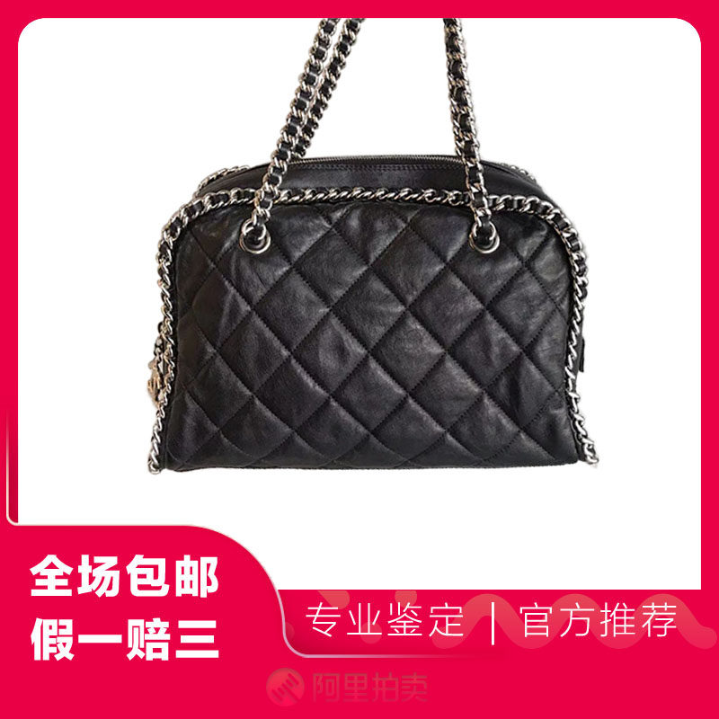 [99新]chanel/香奈儿chain around黑色金属包边链条单肩手提包