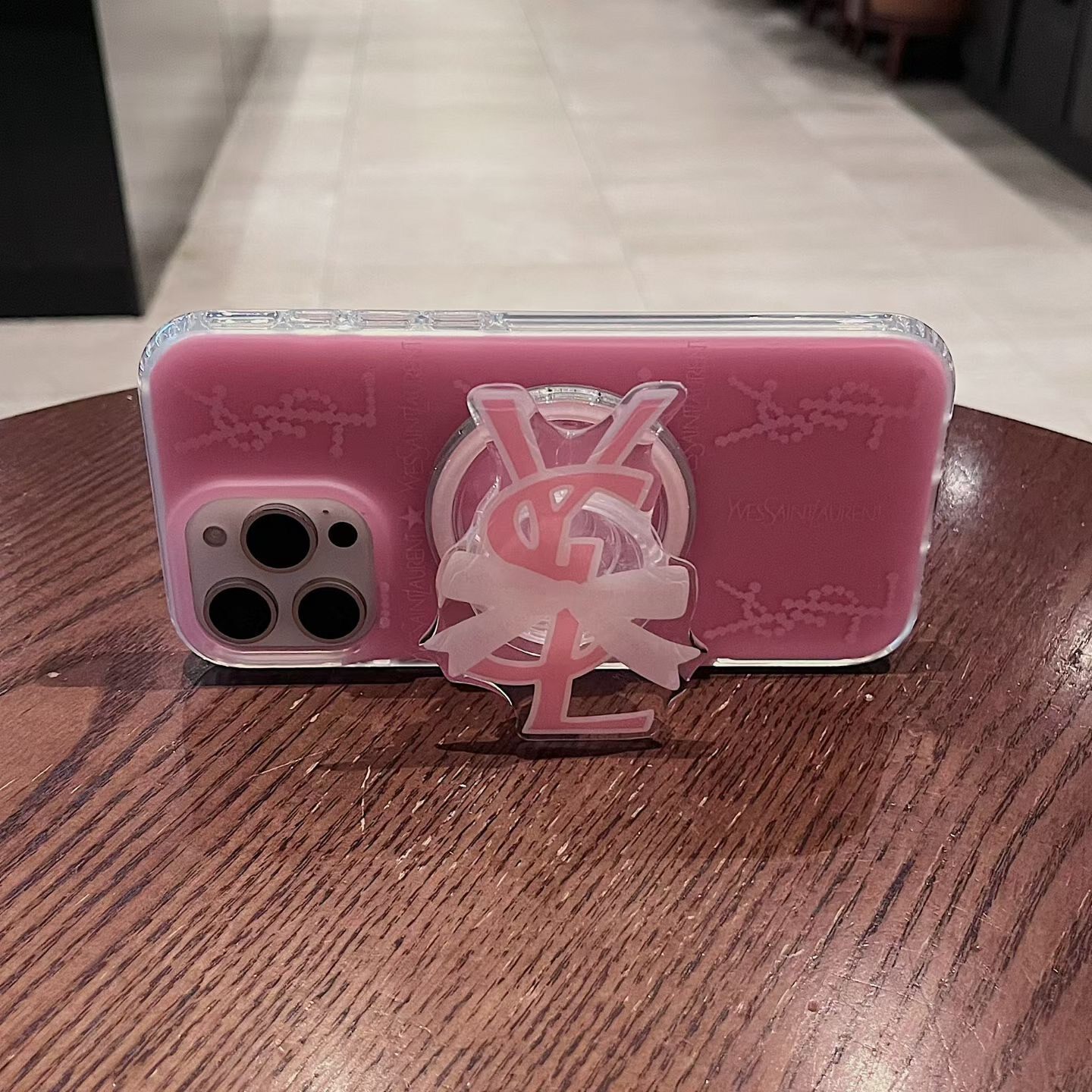 全新轻奢粉色系 YSL 双层 IMD 手机壳