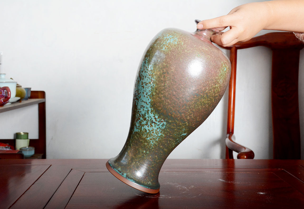 钧瓷 梅瓶 炉钧 手签款 白伟峰 河南省工艺美术大师