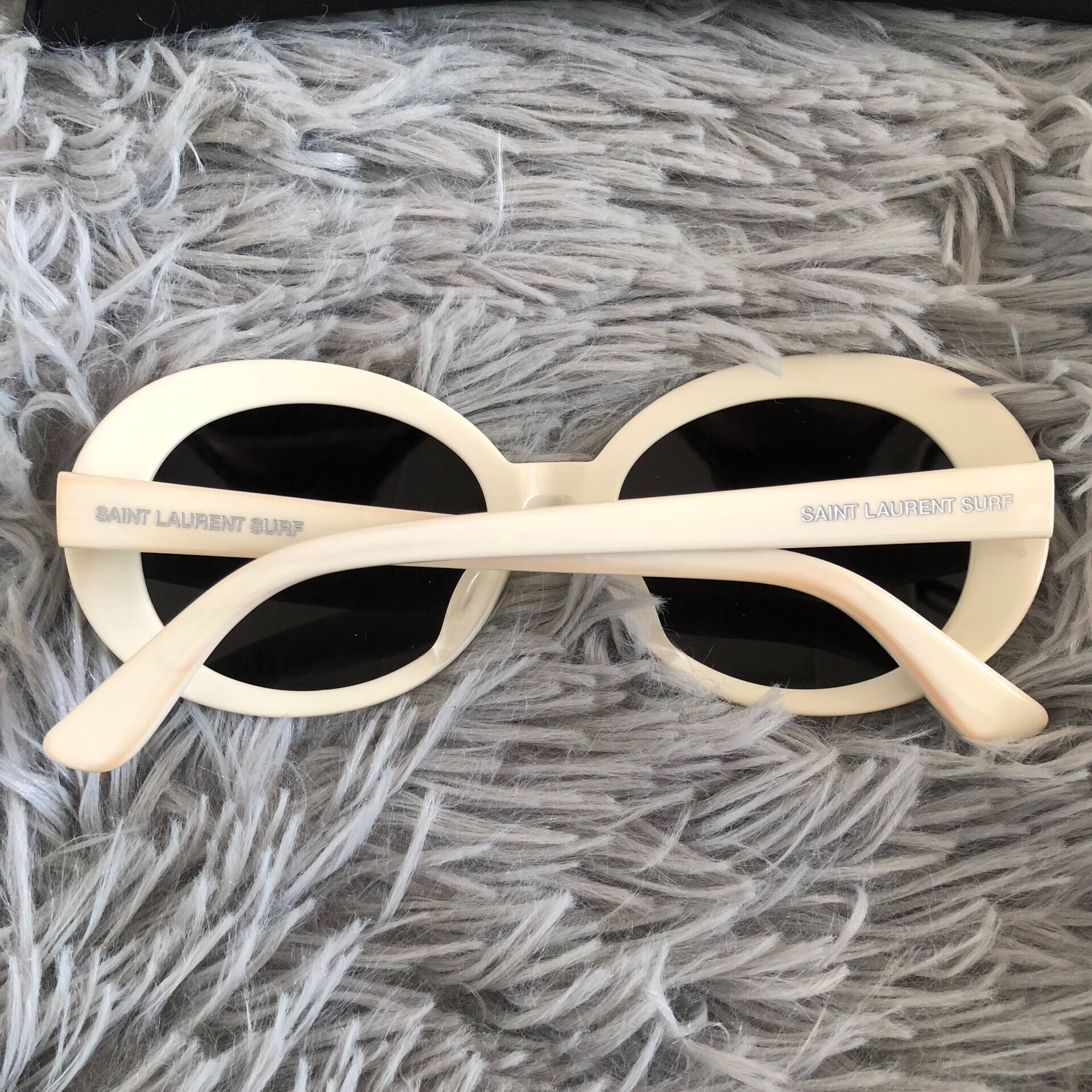 Saint Laurent Ivory Round-Frame Sunglasses — front