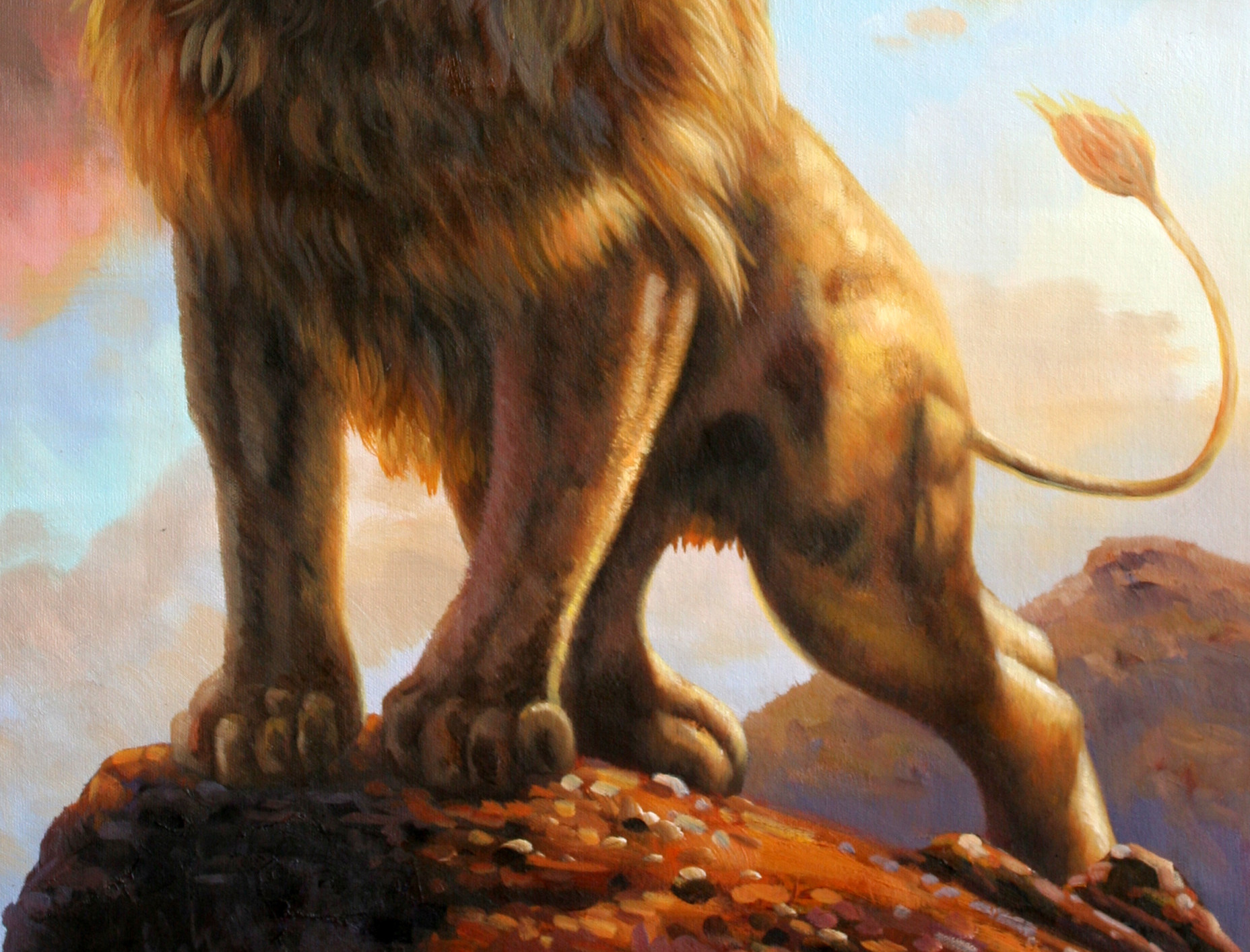 黄业灿《狮王》 布面油画 纯手绘