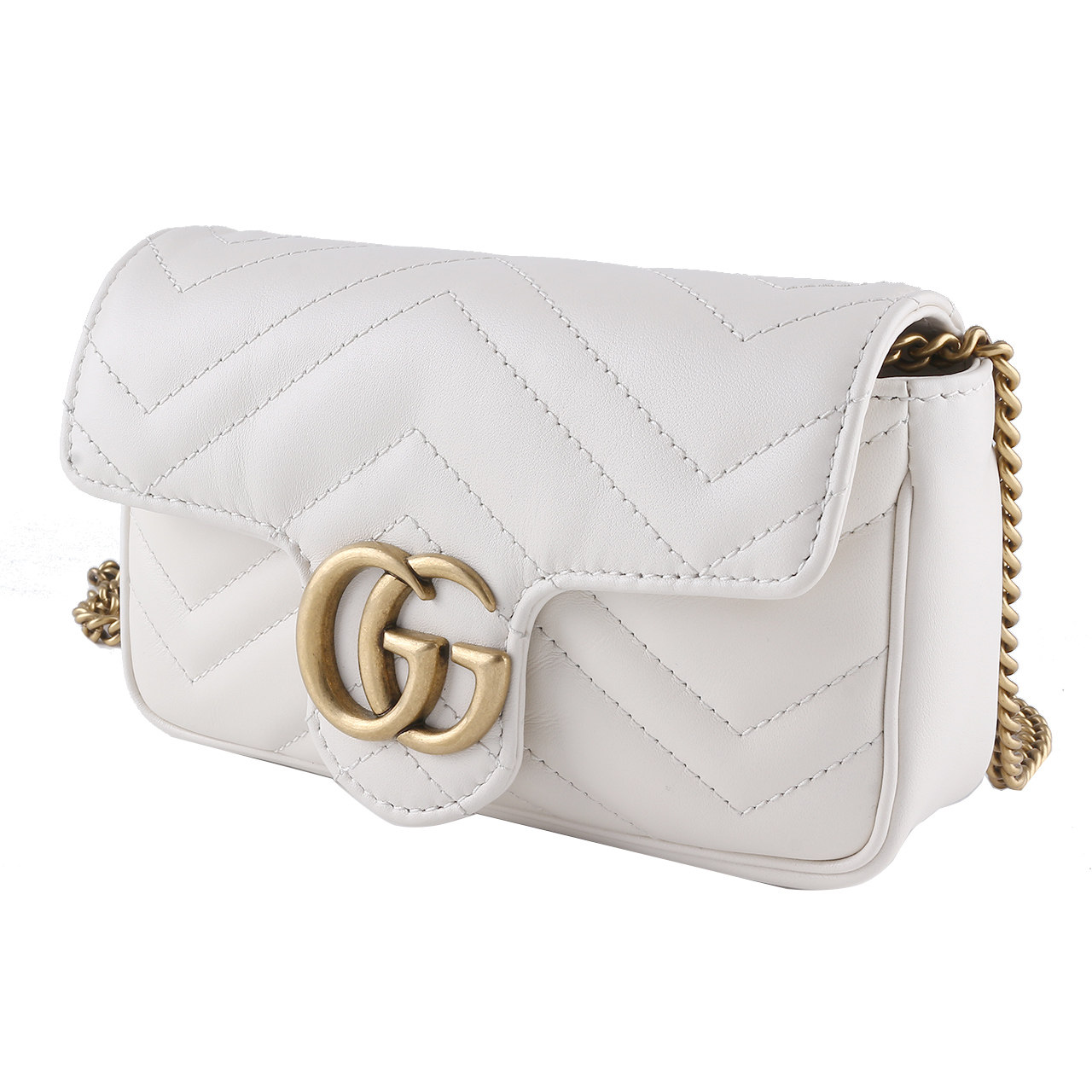 [9.9新]未使用古驰古琦gucci super mini白色单肩斜跨包a1743