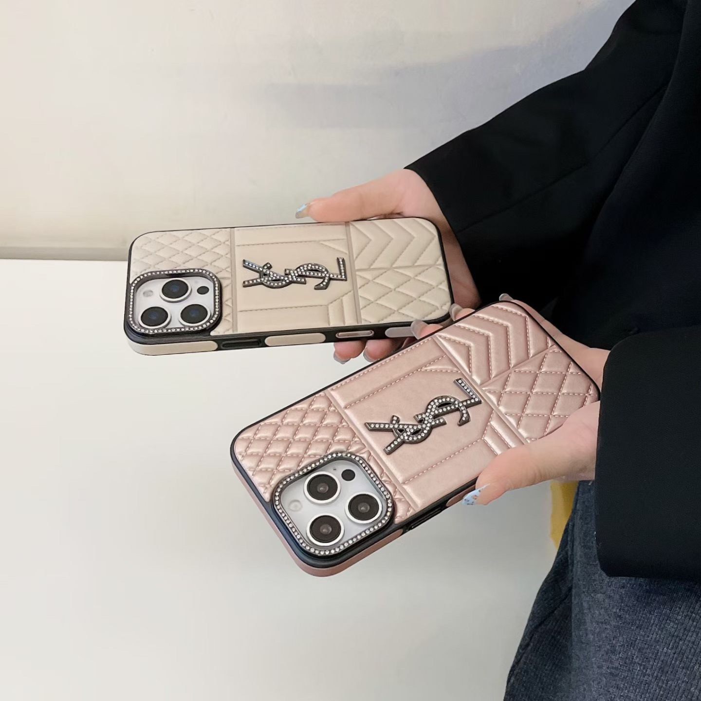 轻奢YSL手工钻标 压花皮质手机壳2026