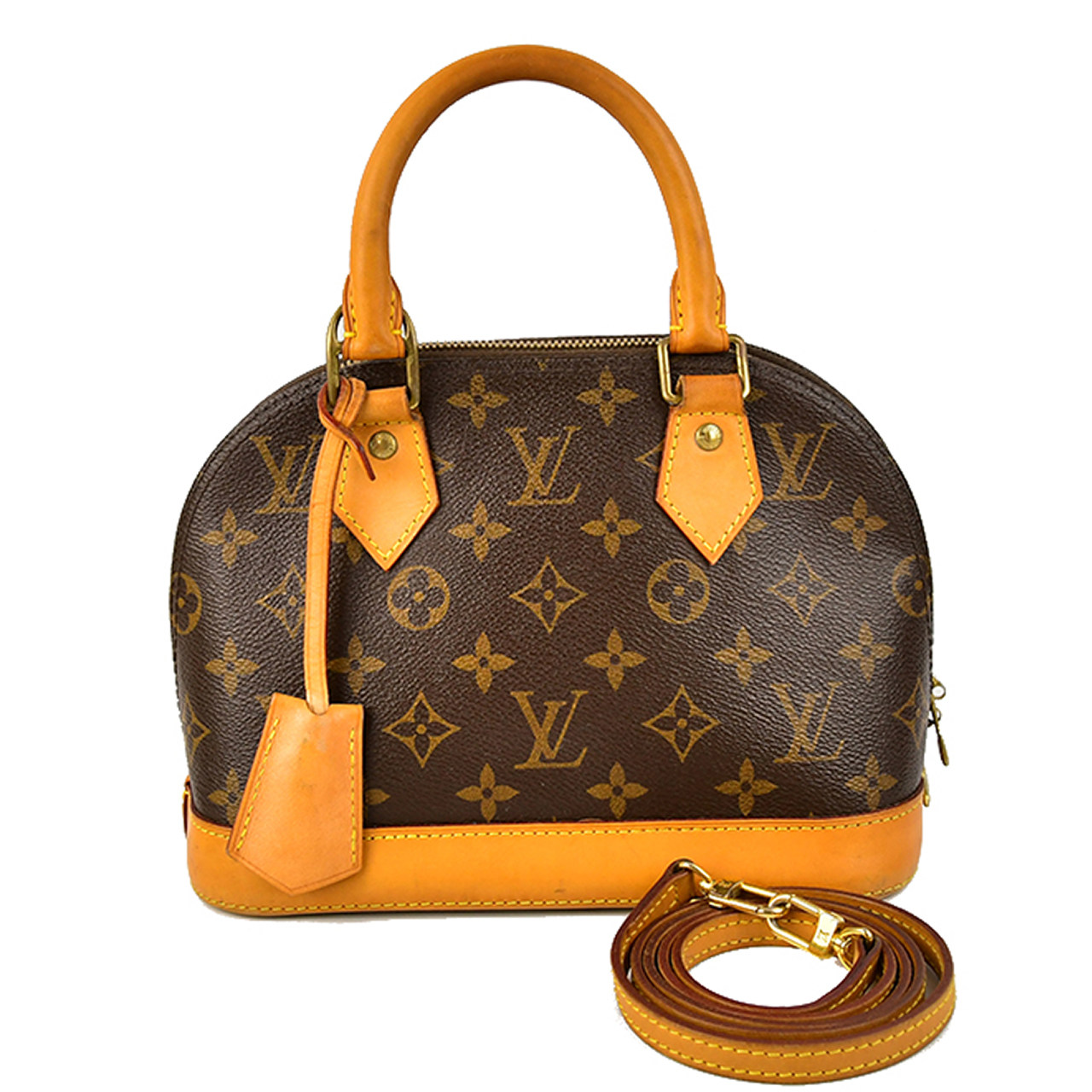 [二手8.5新]路易威登lv女士经典老花alma bb手提斜挎包lm0277