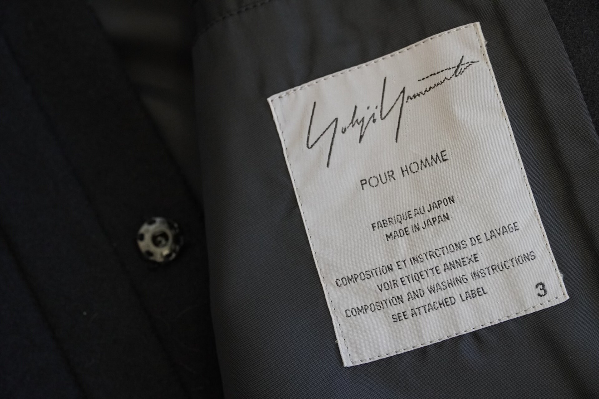 Yohji Yamamoto 00AW Press Button Wool Jacket — label