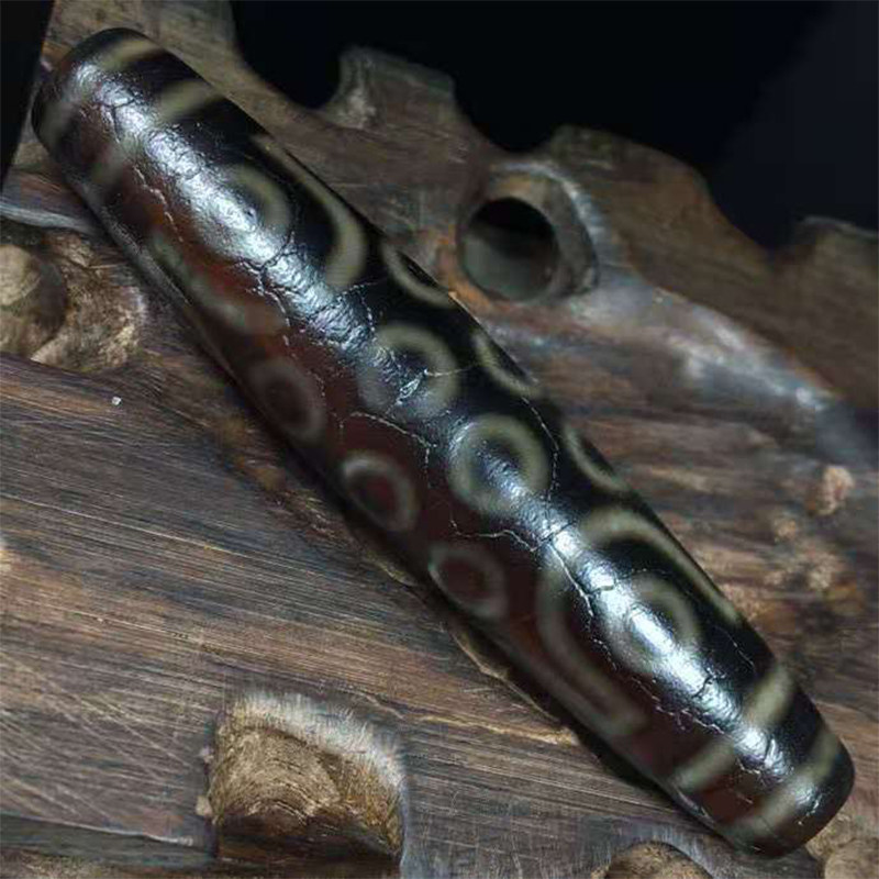 藏区回流老天珠高油包浆开片【二十一眼天珠】-tctz090