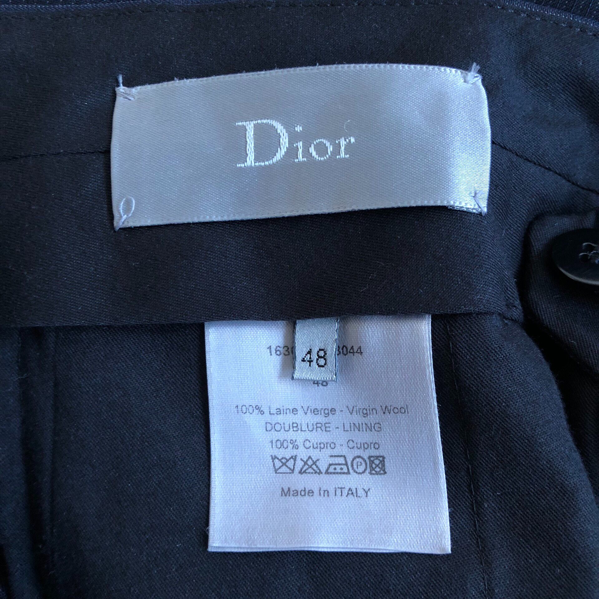 Dior Homme Striped Wool Trousers — label