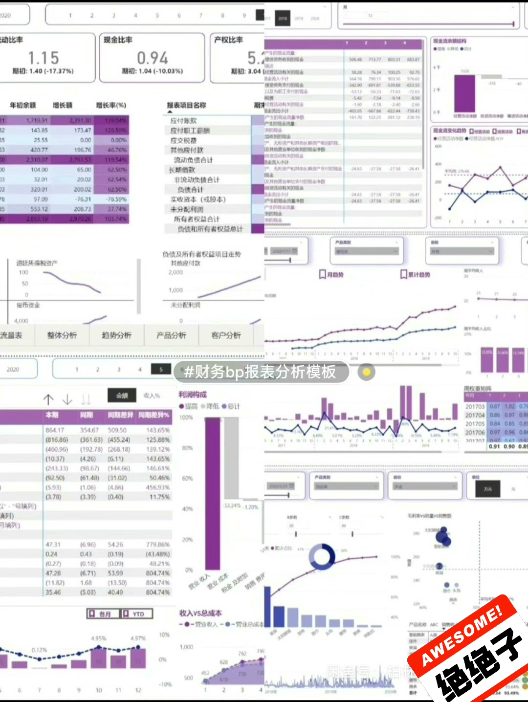 【非常好用】财务bp报表分析模板_power bi(可套用，