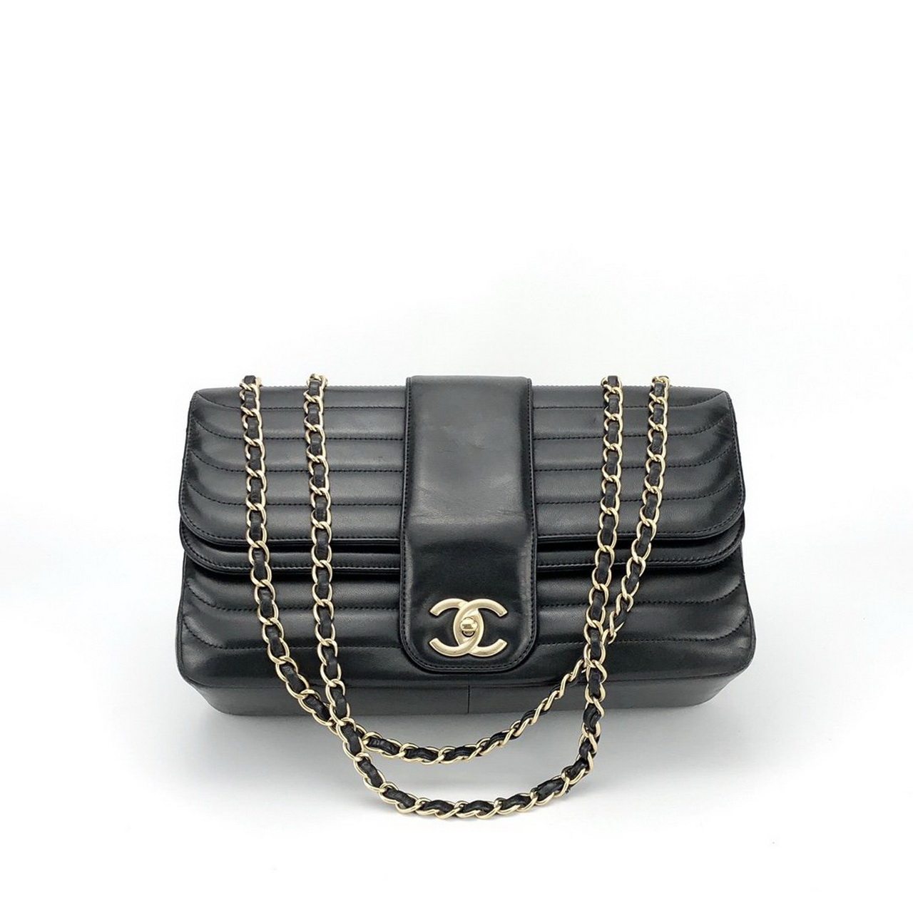 [9.5新]chanel香奈儿cf限量jumbo大小黑金链条包763ch