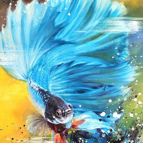 【新作】郑伟民《斗鱼系列》精品油画