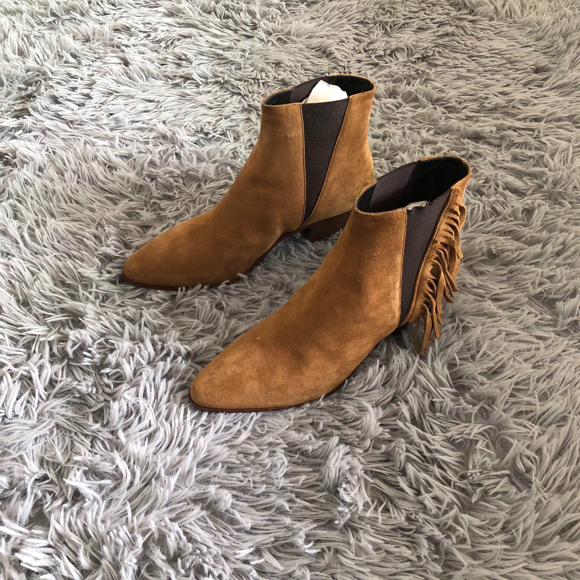 Saint Laurent Suede Fringe Chelsea Boots