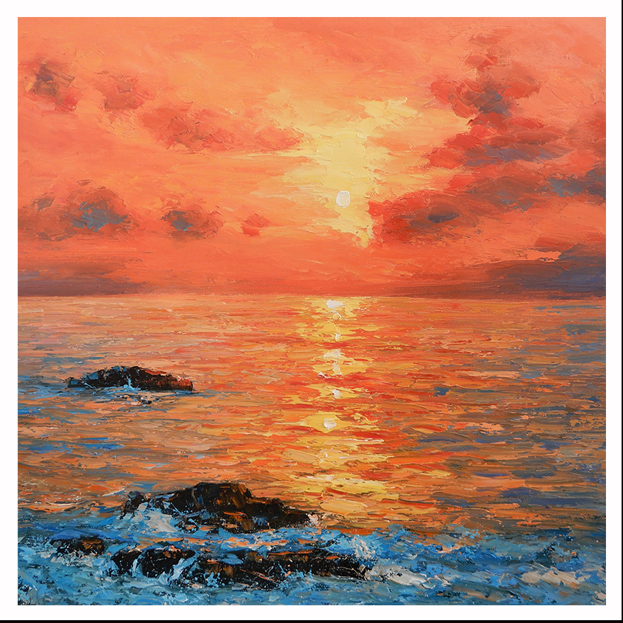 徐莉莉《日出海景》三大尺幅原创布面油画 恩泽旭力