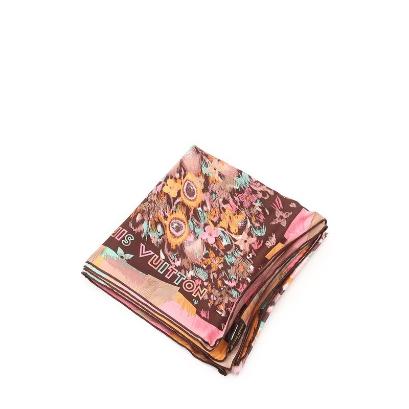 [降价10%][9.0新]路易威登lv女士老花丝巾丝茶色多彩色 301544