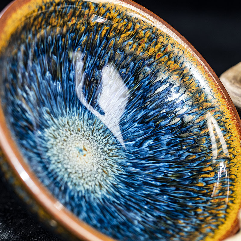 【金丝蓝孔雀】曹伟俊 建阳建盏主人杯礼盒装 口径10.7cm t0