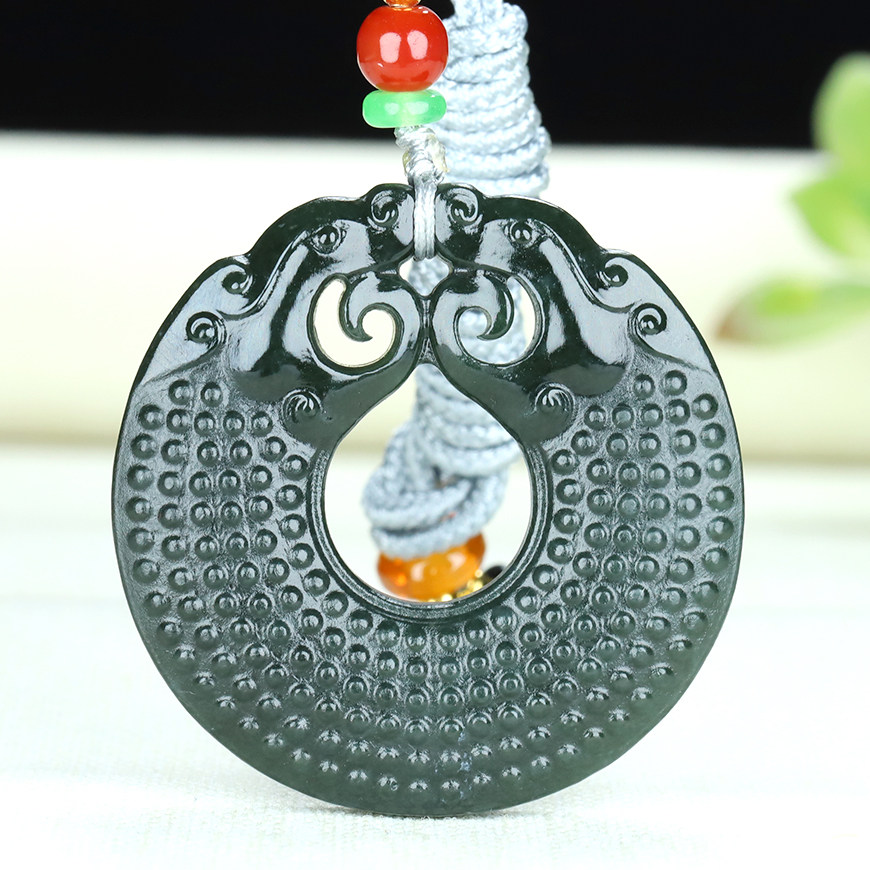 金江源玉器踏青双龙护主乳丁牌子仿古吉祥祈福挂件29克吊坠男女款