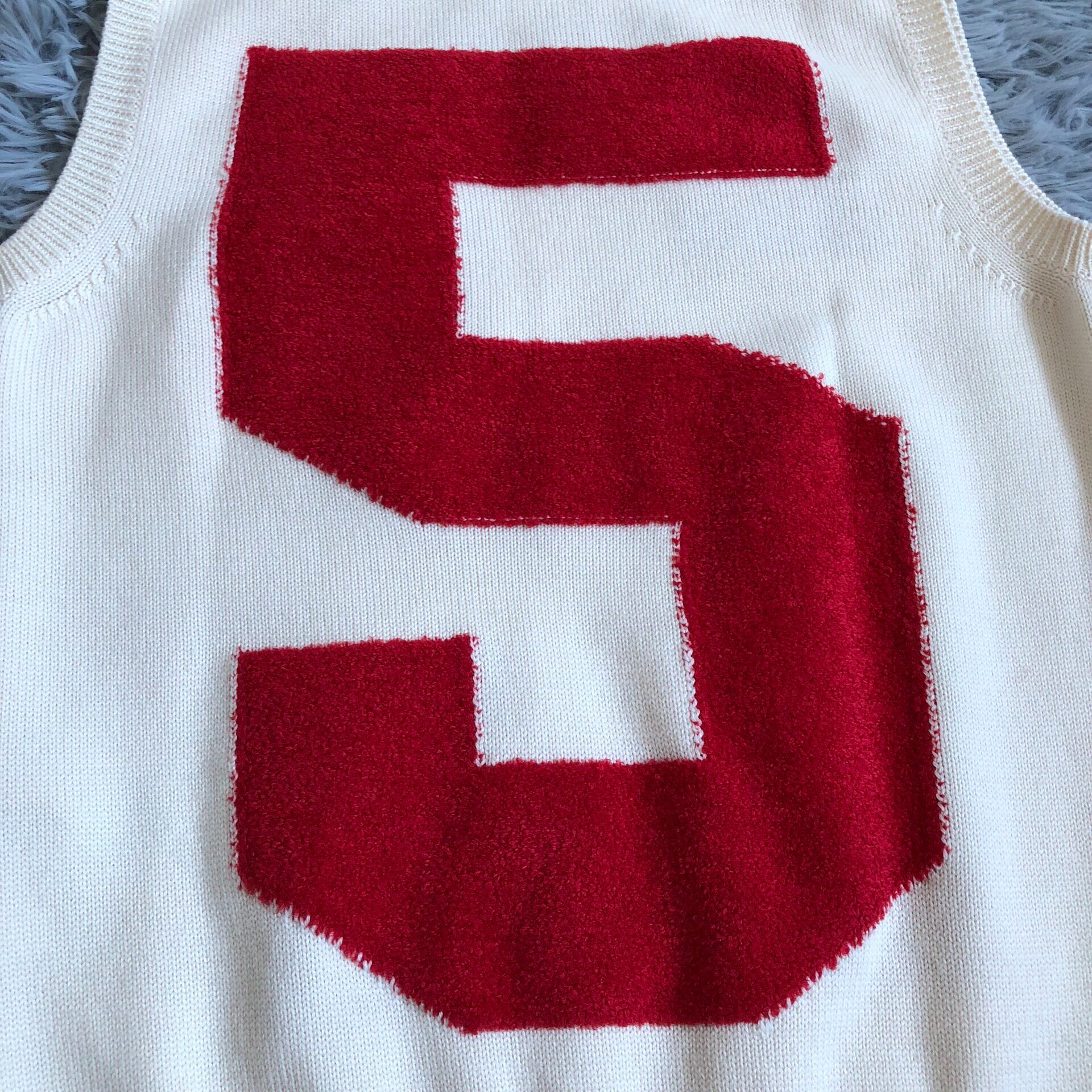 Gucci Cream Flocked '2' Vest — label