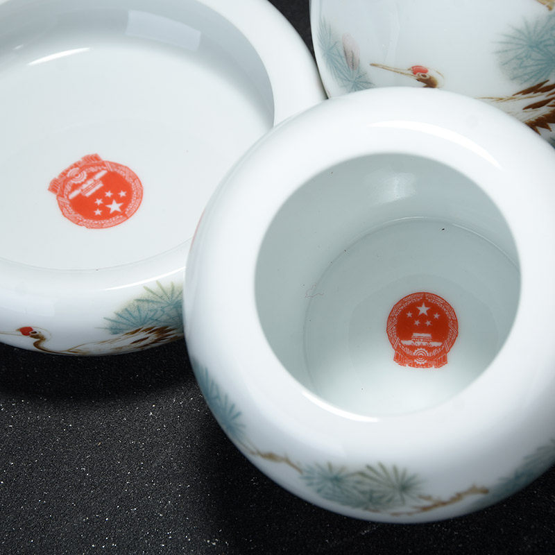 【景德臻品】7501艺术老厂瓷器款 手绘手绘松鹤文房用品