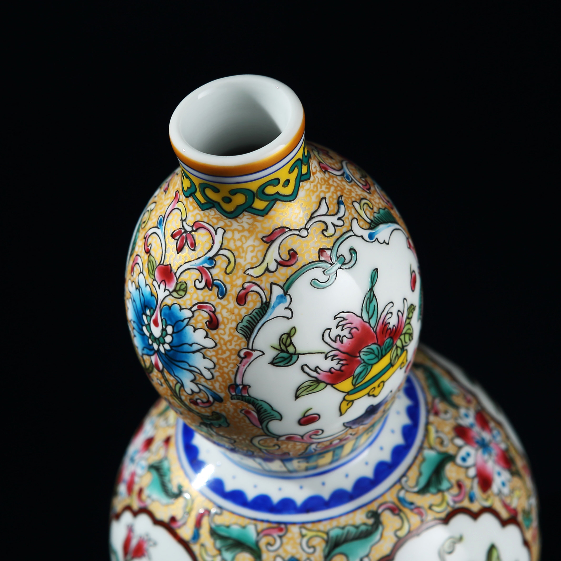 景德镇陶瓷器仿古珐琅彩花瓶插花中式古典客厅装饰品家居复古摆件