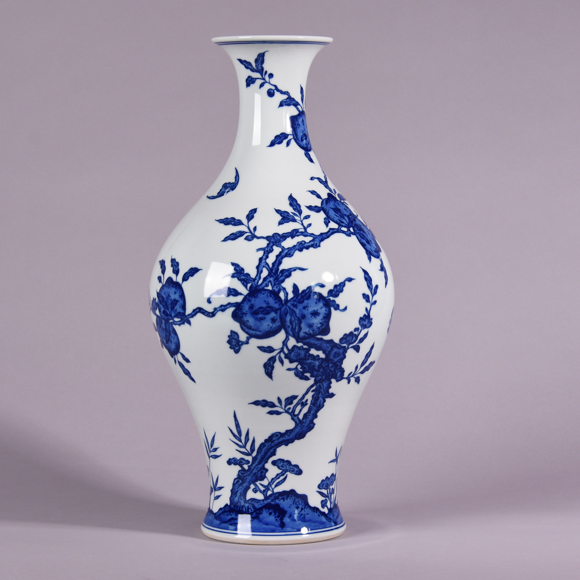 手绘仿乾隆青花九桃花瓶景德镇手工陶瓷器家居公司装饰摆件送礼