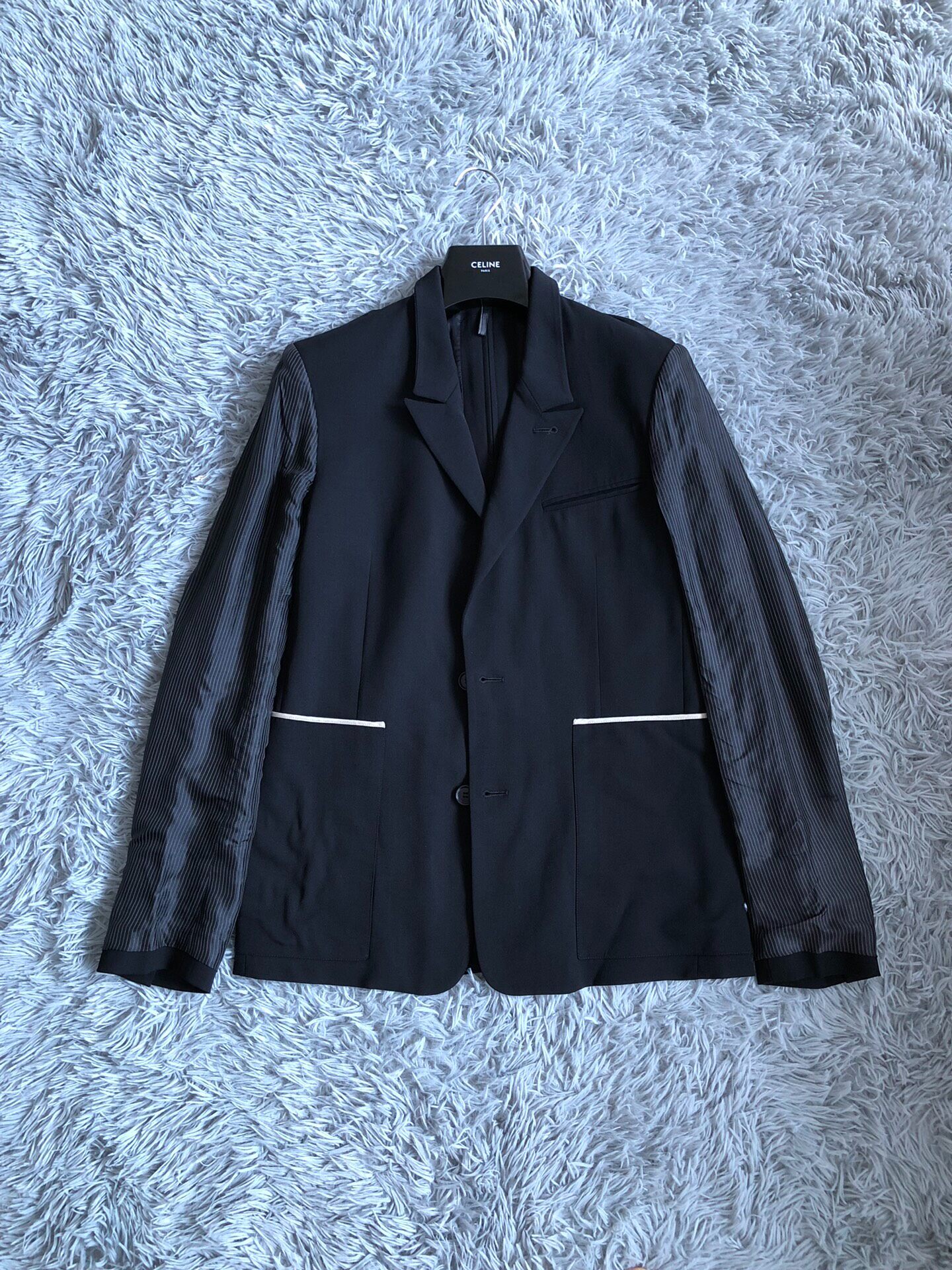 Dior Homme Striped Sleeve Wool Blazer