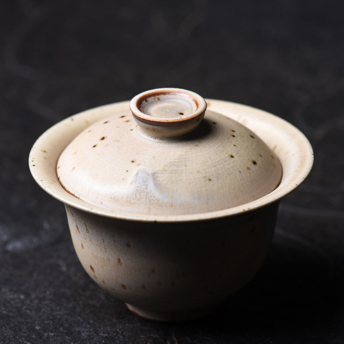 颜色釉 高温窑变铁斑粗陶 无托盘盖碗4