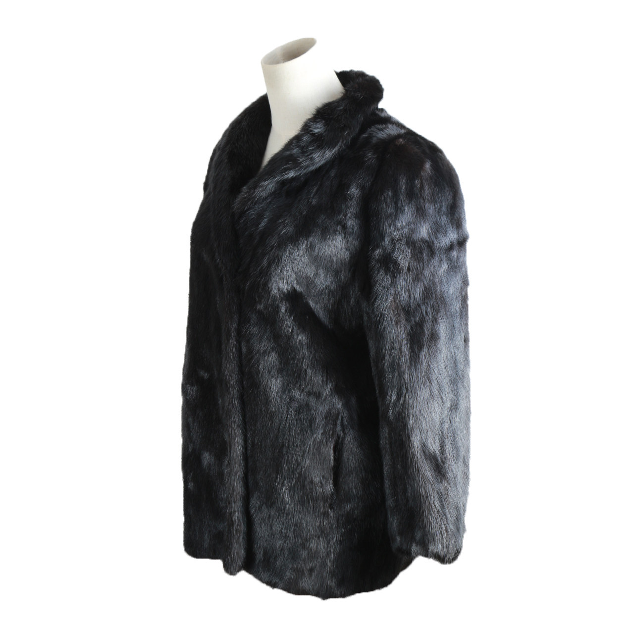 [9.5新]saga冬季黑色皮草貂毛貂皮保暖大衣外套9020
