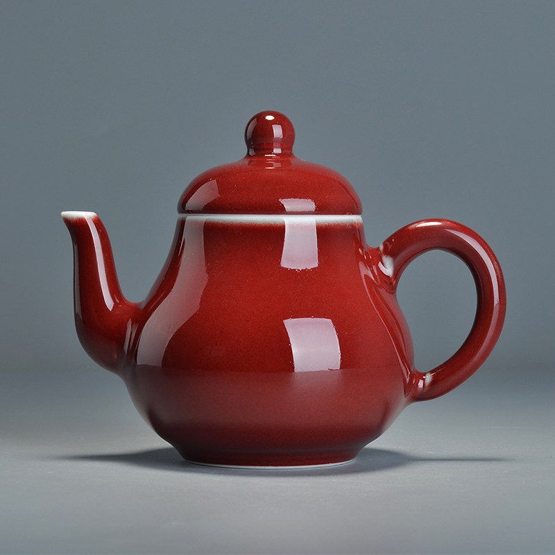 【格物】霁红釉思亭茶壶 高温颜色釉珍品 景德镇手工茶器 茶具
