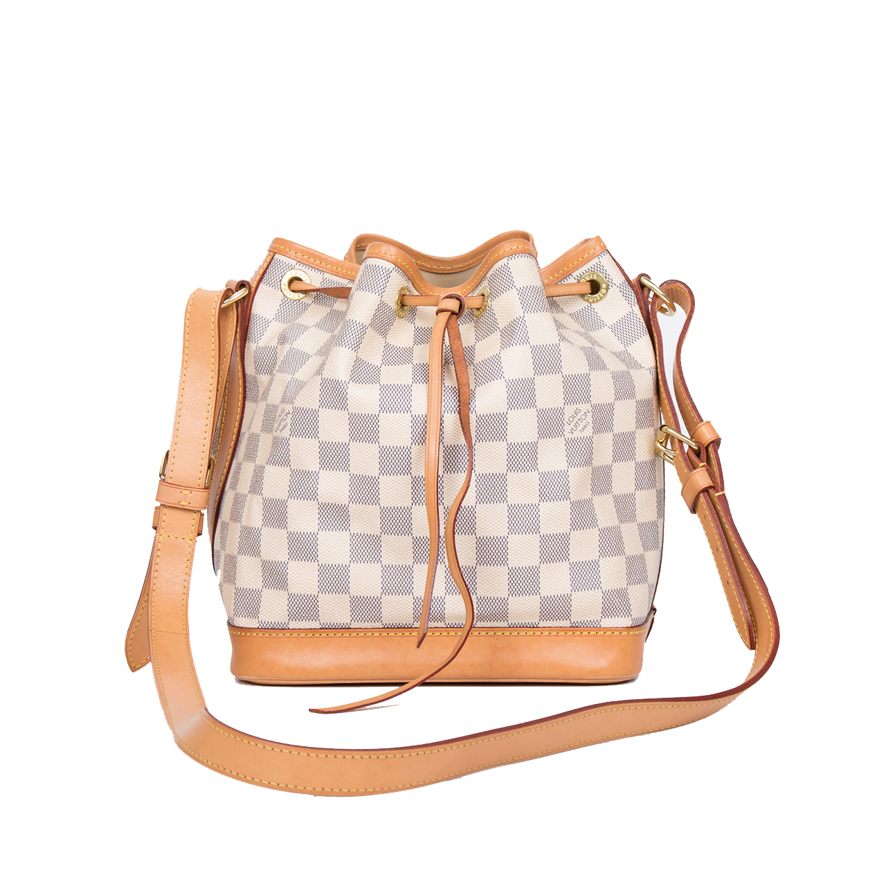 [9.5新]路易威登lv女士白色棋盘noe单肩斜挎水桶包aab1903025