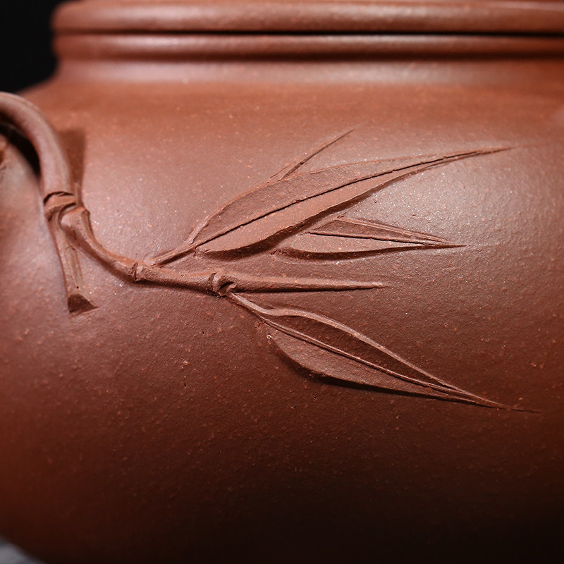 【茗隐茶器】国工储卫珍匏尊竹节原矿紫泥宜兴紫砂壶纯手工270cc