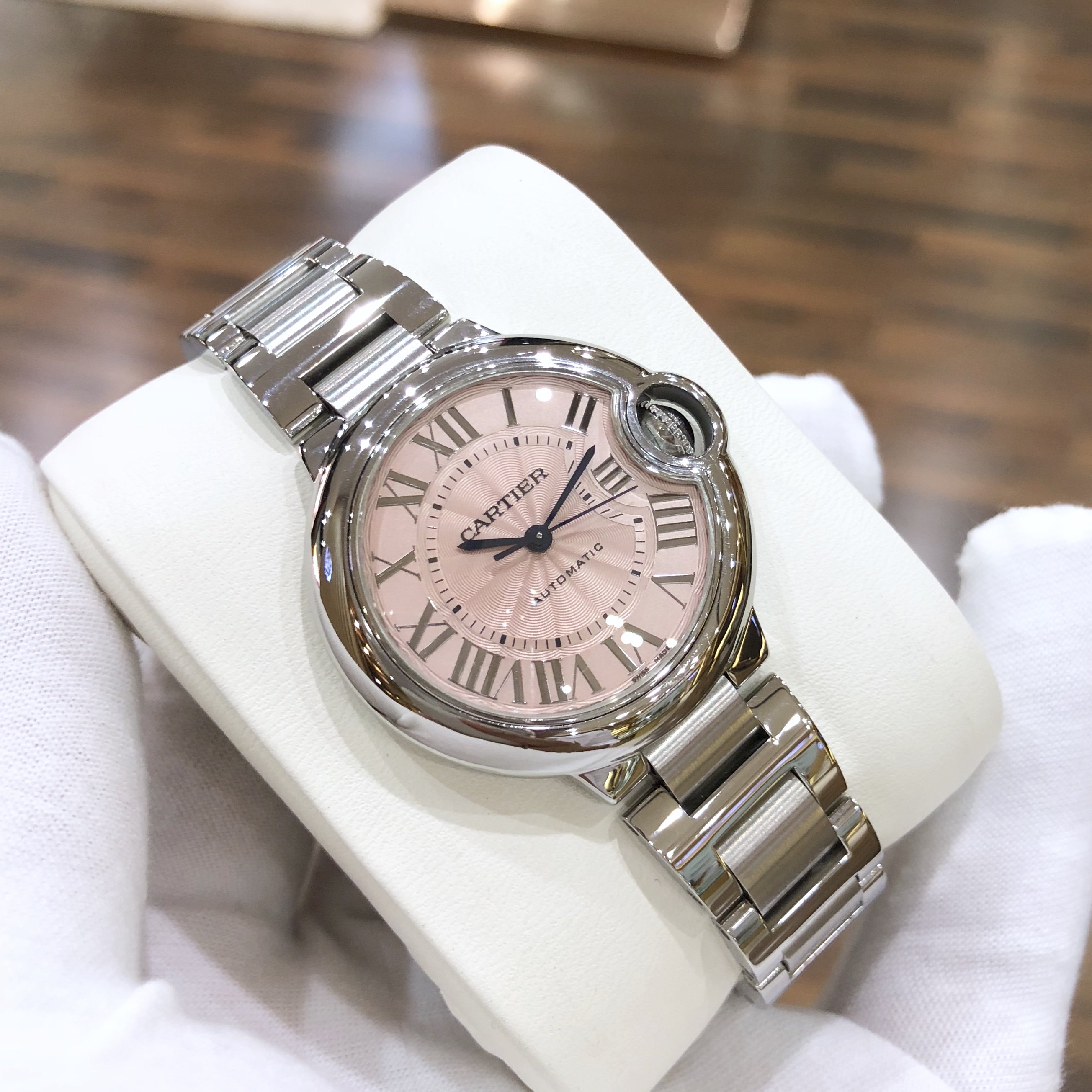 [免费送检][9.5新]卡地亚女士精钢自动机械蓝气球系列w6920100